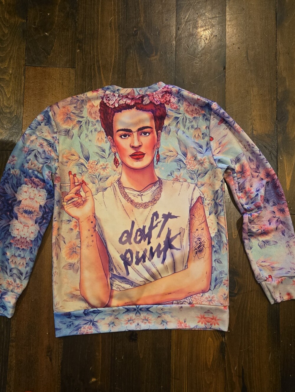 Frida Kahlo Daft Punk Graphic Crewneck Sweatshirt - Multicolor